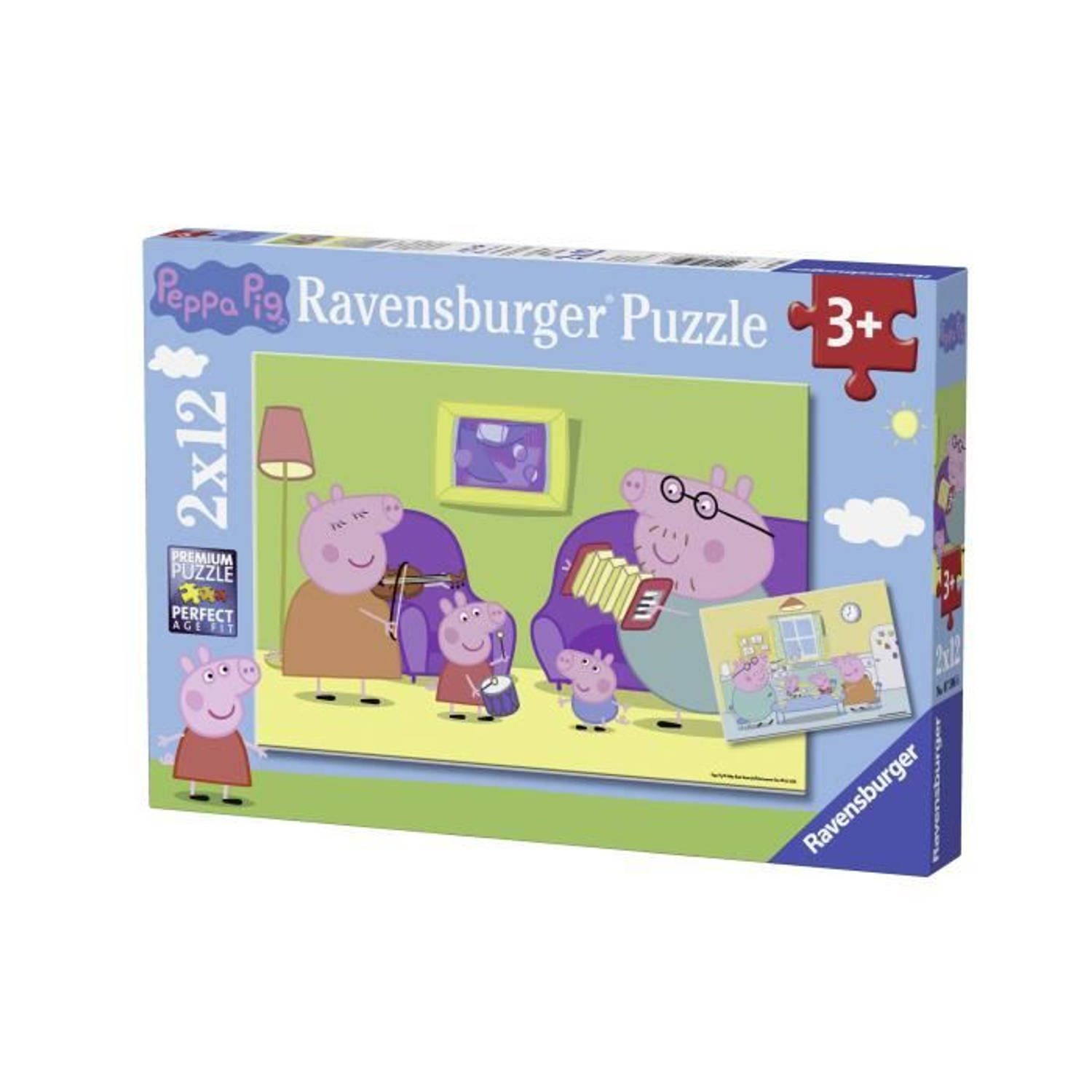 Ravensburger puzzel Thuis bij Peppa Pig - Twee puzzels - 12 stukjes - kinderpuzzel