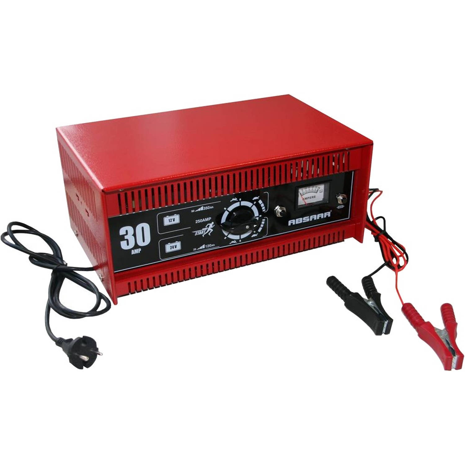 Absaar professionele acculader 12/24 Volt 25-350 Ah 40A rood