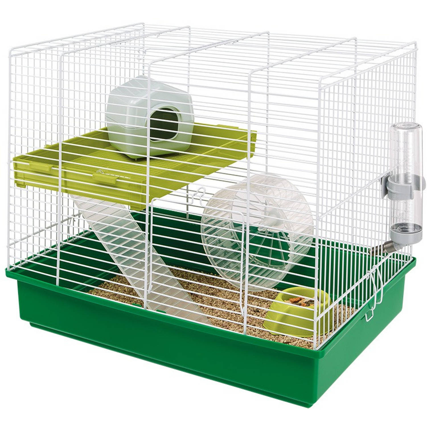 Ferplast hamsterkooi duo - Wit Groen - 46 x 29.5 x 37.5 cm