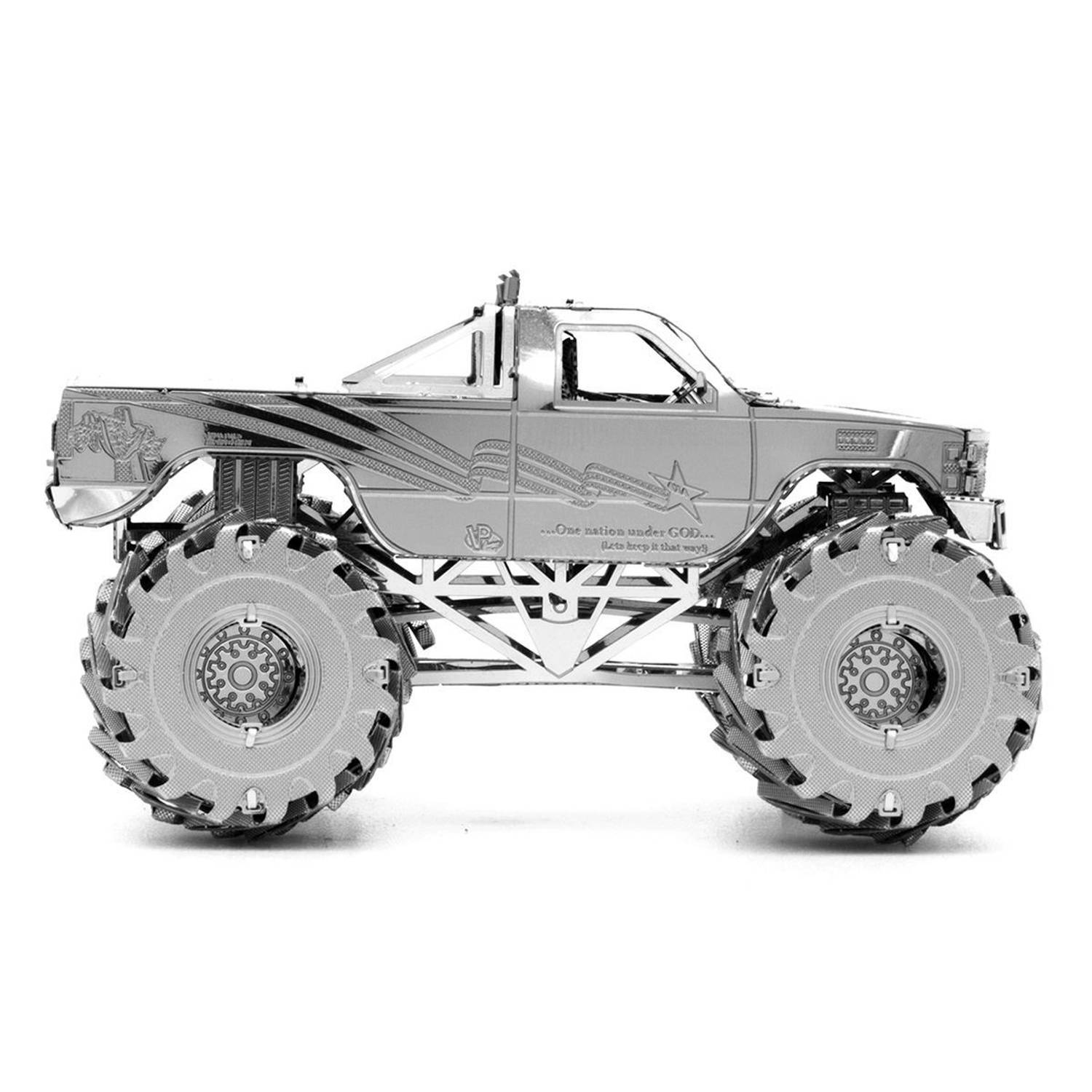 Metal Earth modelbouwset Monster Truck staal zilver 2 delig