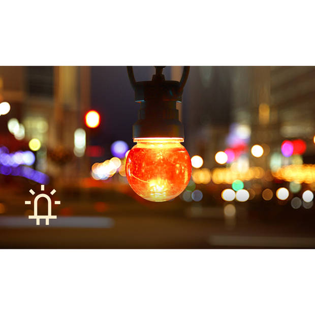 LED Lichtsnoer - Aigi Suci - Warm Wit 2700K - 6W - 8 Meter - 10 LED's Meerkleurig - Waterdicht IP44 - Zwart