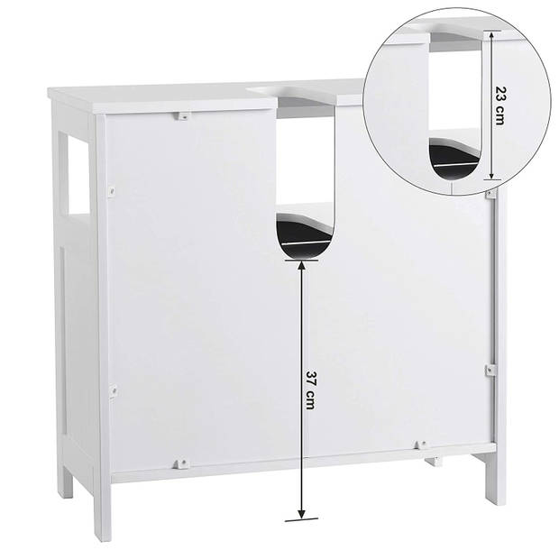Wastafel onderkast - wastafelmeubel wit - dubbele deur - 60x30x60