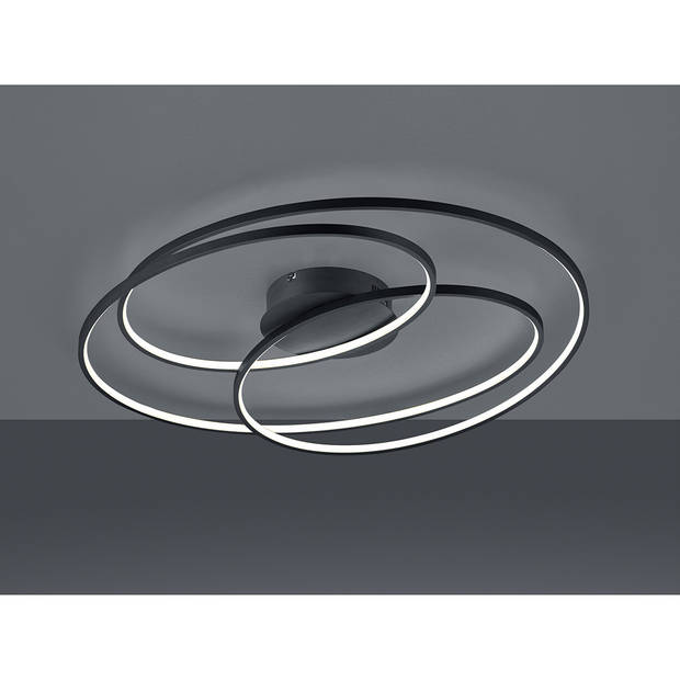 LED Plafondlamp - Trion Gilo - 50W - Warm Wit 3000K - Dimbaar - Rond - Mat Zwart - Aluminium