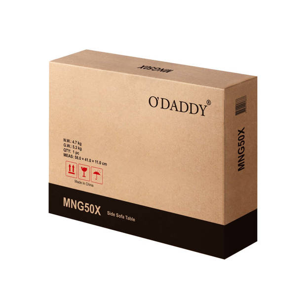 O'DADDY® Bijzettafels - schuif onder bank of bed - met wielen en pootjes - 50 x 35 x 55 cm - mangohout