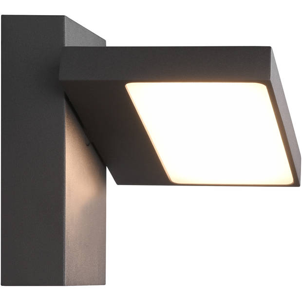LED Tuinverlichting - Wandlamp Buitenlamp - Trion Ihson - 8W - Warm Wit 3000K - Draaibaar - Vierkant - Mat Antraciet -