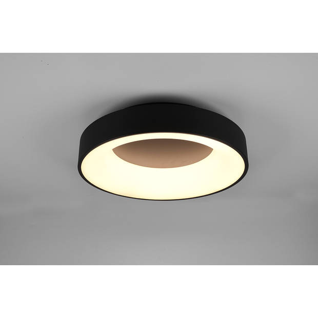 LED Plafondlamp - Plafondverlichting - Trion Gurano - 27W - Warm Wit 3000K - Dimbaar - Rond - Mat Zwart - Aluminium