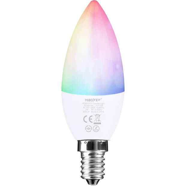 Mi-Light MiBoxer - LED Lamp - Smart Kaarslamp - Wifi LED - Slimme LED - 4W - E14 Fitting - RGB+CCT - Aanpasbare Kleur -