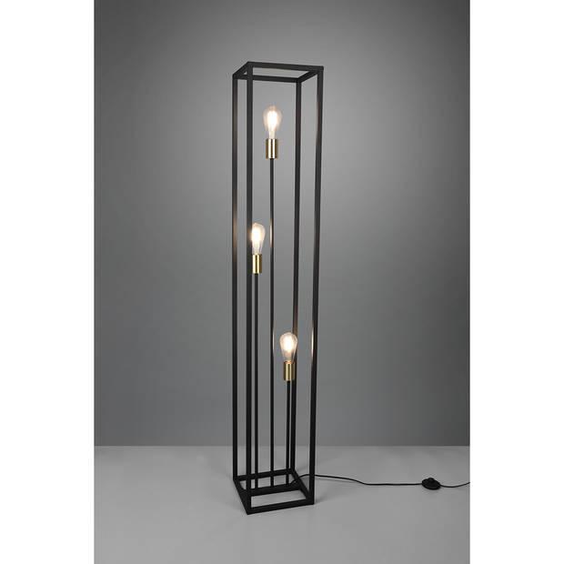 LED Vloerlamp - Trion Kandin - E27 Fitting - Vierkant - Mat Zwart - Aluminium