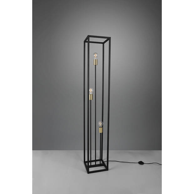 LED Vloerlamp - Trion Kandin - E27 Fitting - Vierkant - Mat Zwart - Aluminium