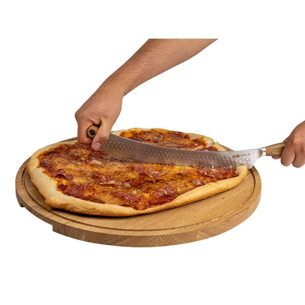 Pizzaplank Friends XXL - Serveerplank ?47cm - Eikenhout - Opvanggeul