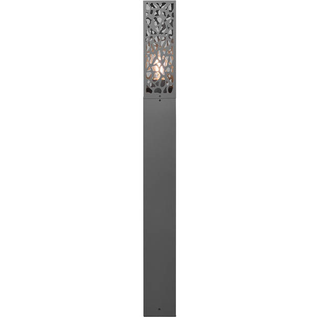 LED Tuinverlichting - Staande Buitenlamp - Trion Kaca XL - E27 Fitting - Rechthoek - Mat Antraciet - RVS