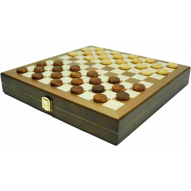 Buffalo schaak, dam en backgammon set