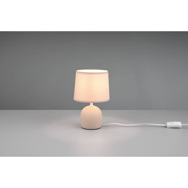 LED Tafellamp - Tafelverlichting - Trion Zikkom - E14 Fitting - Rond - Mat Crème - Keramiek