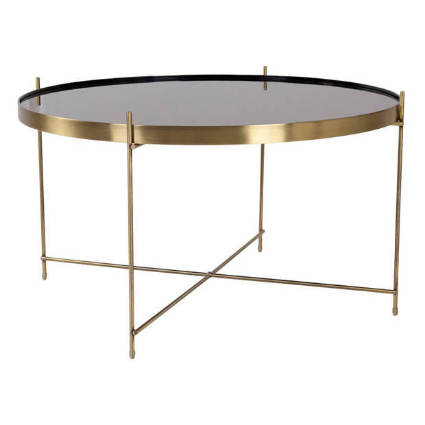 House Nordic Venezia Salontafel in messingkleurig staal met glas ø70xh40cm