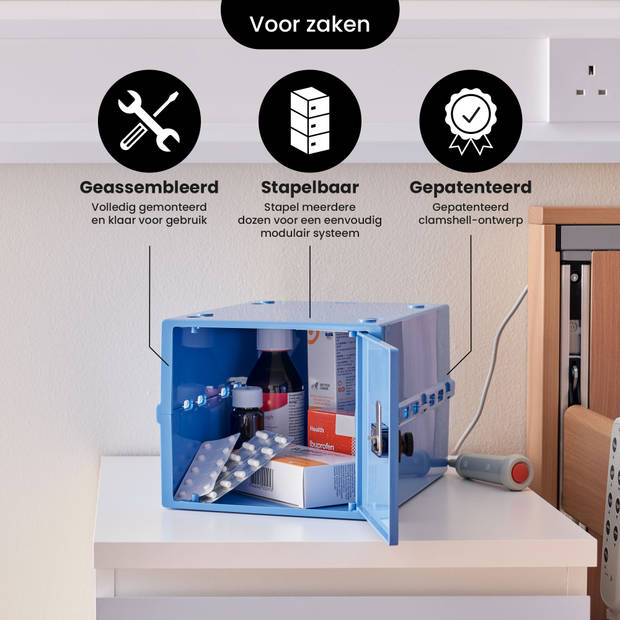 Lockabox One™ Afsluitbare Medicijnkast - Opbergbox met Cijferslot - Blauw