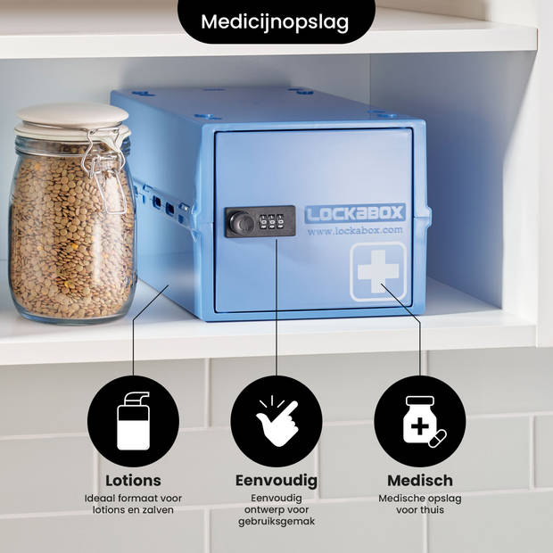 Lockabox One™ Afsluitbare Medicijnkast - Opbergbox met Cijferslot - Blauw