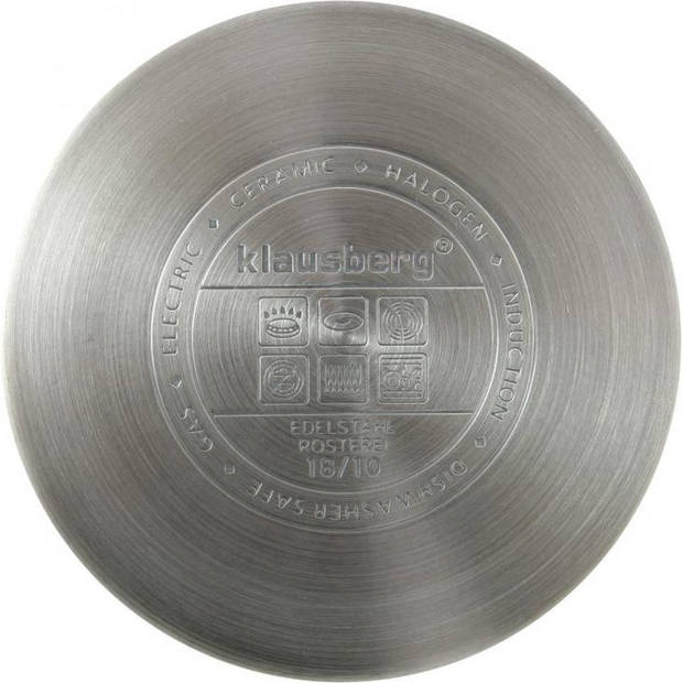 Klausberg KB-7172 lage kookpan met glazen deksel RVS 24 x 8cm 3.5L zilver