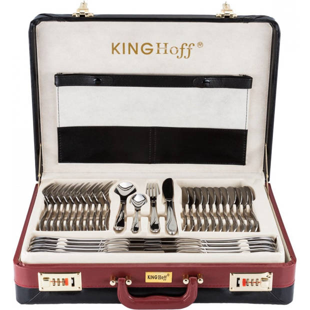 KINGHOFF 3515 - luxe bestekset koffer - 72 delig - 12 persoons - Modern bestek