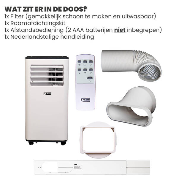 TechnoLife TL-9001 Mobiele Airco - Airconditioning - 9000 BTU - Wit/Zwart