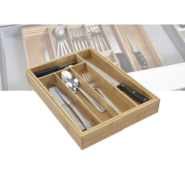 Kitchen Tools Bamboe Besteklade - Uitschuifbaar - 35,5x25,3x5cm