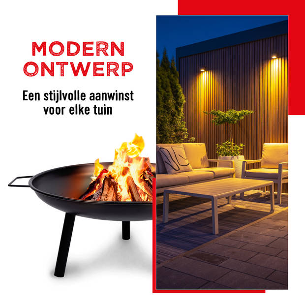 BBQ Collection Vuurschaal 60 x 29cm - Vuurkorf voor Buiten - Staal - Zwart