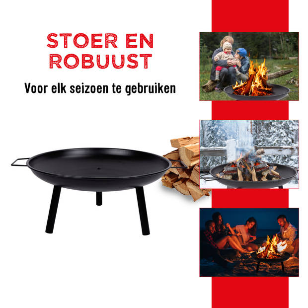 BBQ Collection Vuurschaal 60 x 29cm - Vuurkorf voor Buiten - Staal - Zwart