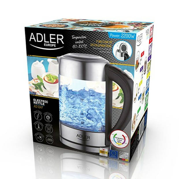 Adler - Waterkoker 1,7l - Temperatuur regeling - Verlichting - 2200 W