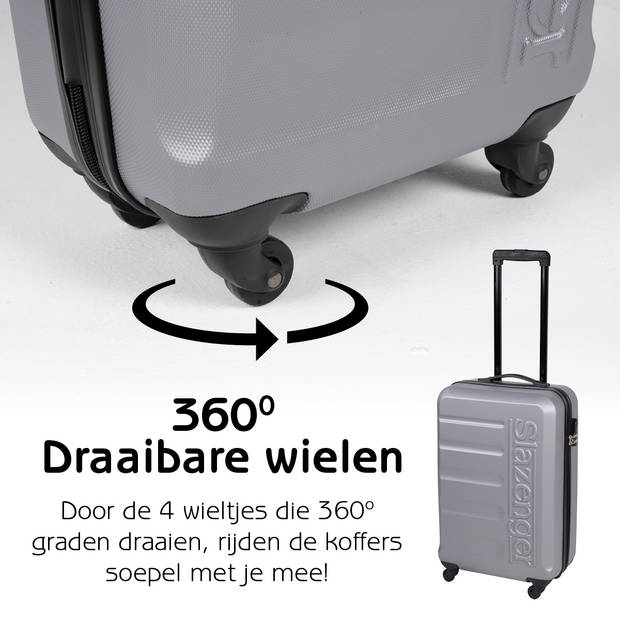 Slazenger Kofferset - met 4 Wielen - Lichtgewicht - Handbagage Koffer - 3 Stuks