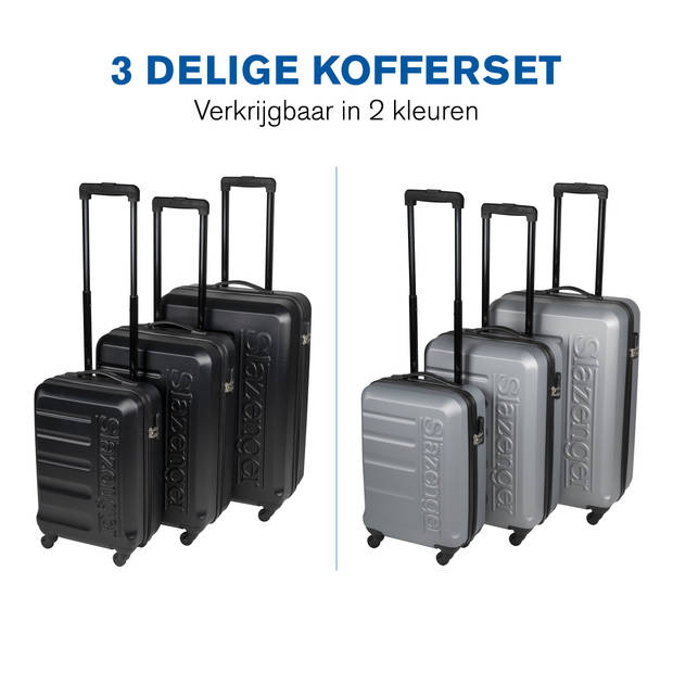 Slazenger Kofferset 3 Delig - Kofferset met Handbagage Trolley, Grote Koffer en Ruimbagage Koffer - Hardcase Koffer Set