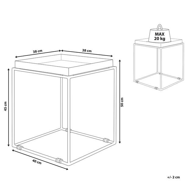 Beliani SAXON - Bijzettafel-Wit-Metaal