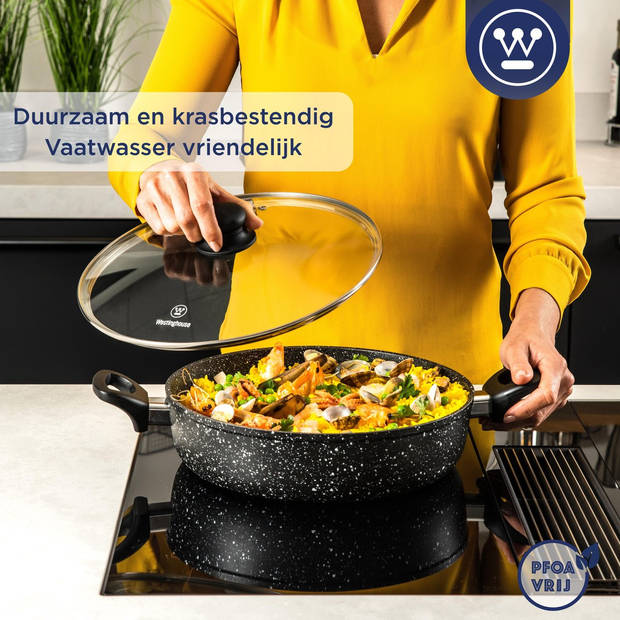 Westinghouse Hapjespan Black Marble - ø 28 cm / 4.5 liter - standaard anti-aanbaklaag