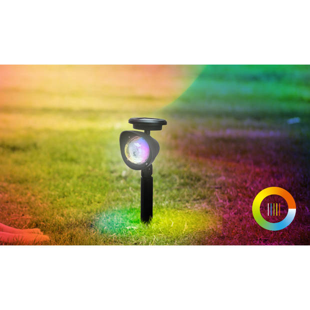 LED Priklamp met Zonne-energie - Dag en Nacht Sensor - Aigi Lomins - RGB - Mat Zwart - Kunststof