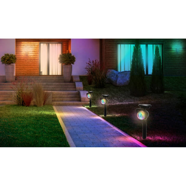 LED Priklamp met Zonne-energie - Dag en Nacht Sensor - Aigi Lomins - RGB - Mat Zwart - Kunststof