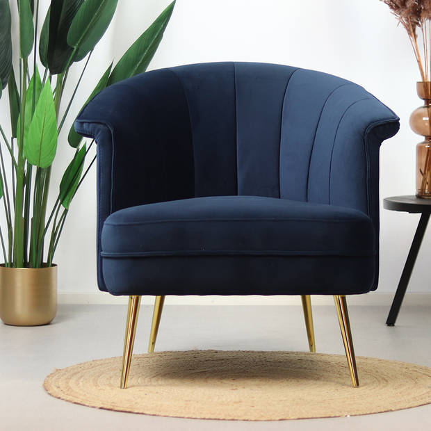 Bronx71 Velvet fauteuil Amy donkerblauw.