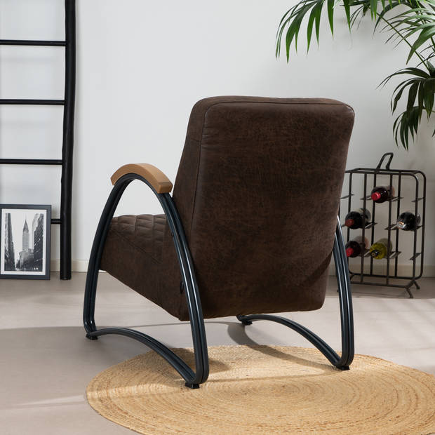 Bronx71 Industriële fauteuil Ivy eco-leer bruin.