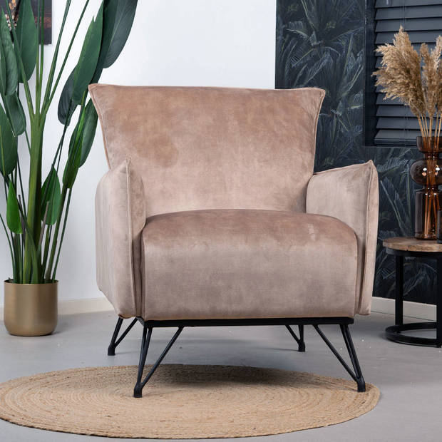 Bronx71 Velvet fauteuil Mika taupe.