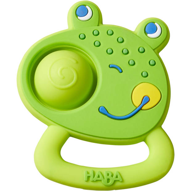 Haba rammelaar plopkikker junior 8 x 6,5 cm siliconen groen