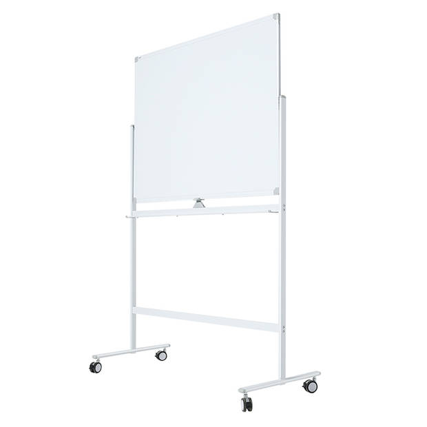 Verrijdbaar whiteboard - Dubbelzijdig en magnetisch - 100x150 cm - Wit