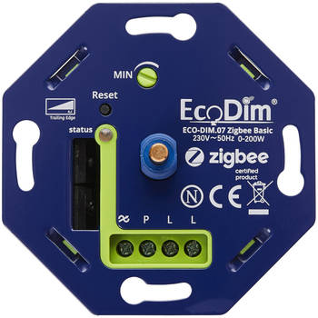 EcoDim - LED Dimmer - Smart WiFi - ECO-DIM.07 - Fase Afsnijding RC - ZigBee - Inbouw - Enkel Knop - 0-200W