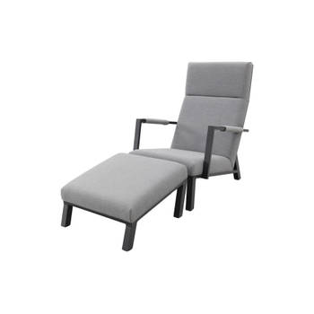 VDG Costa relaxstoel + Hocker - sunbrella - Light grey