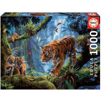 EDUCA Puzzle 1000 stukjes Tigers On The Tree