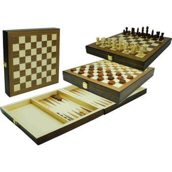 Buffalo schaak, dam en backgammon set