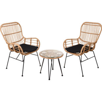 Relaxwonen - tuinset Rotan - 2 stoelen & tafel - Kwaliteit - Trend 2022