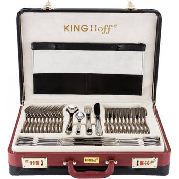 KINGHOFF 3520 - luxe bestekset koffer - 72 delig - 12 persoons - Modern bestek