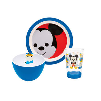 Zak!Designs Disney - Disney Big Face Mickey ontbijtset Set van 3 Stuks - Melamine - Multicolor