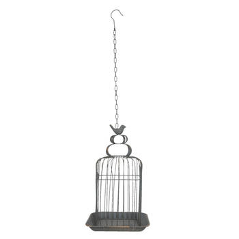 Clayre & Eef Grijze Decoratie vogelkooi 27*27*46 cm 6Y3925