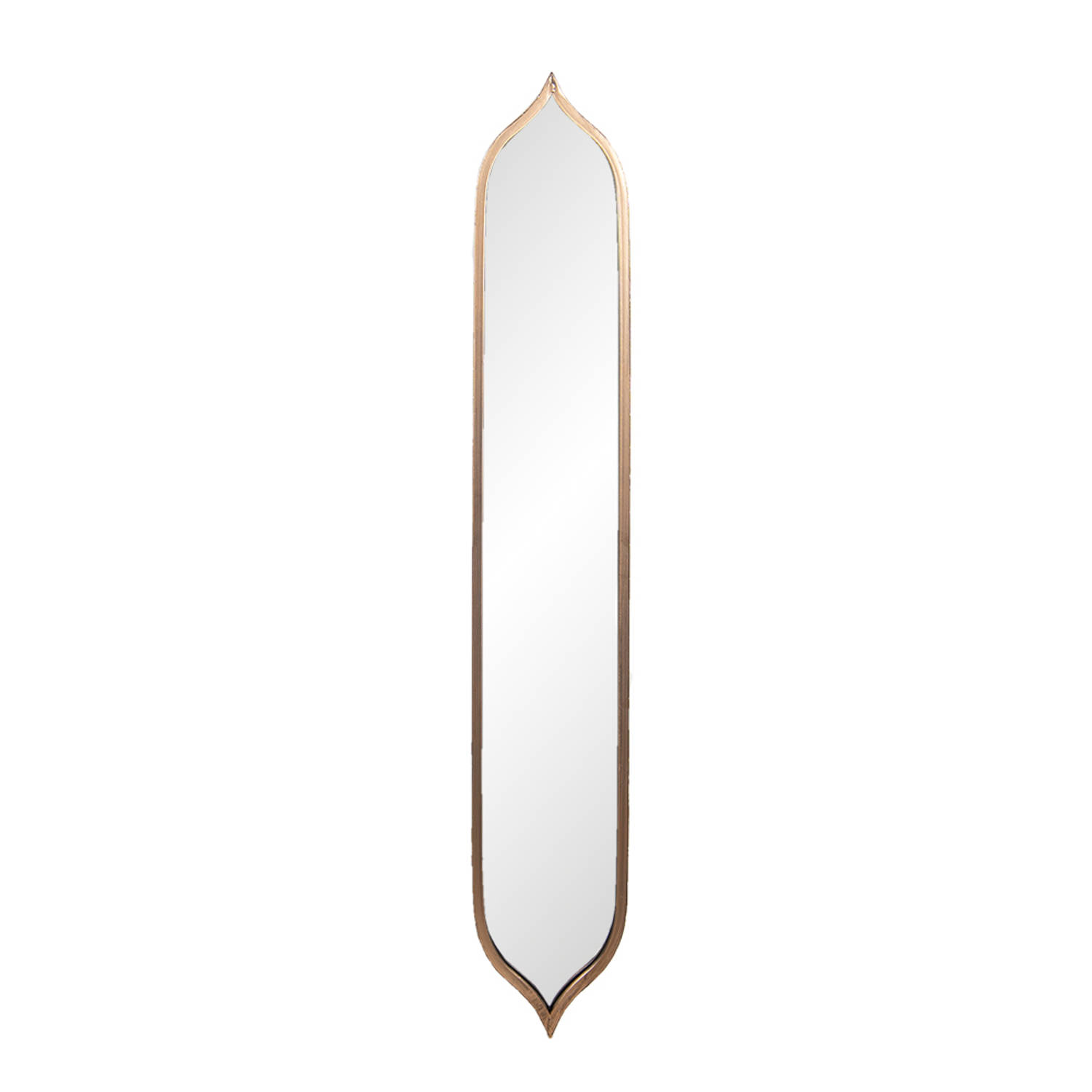 Clayre & Eef Spiegel 20x121 cm Koperkleurig Metaal Rechthoek Passpiegel Grote Spiegel Muur Spiegel