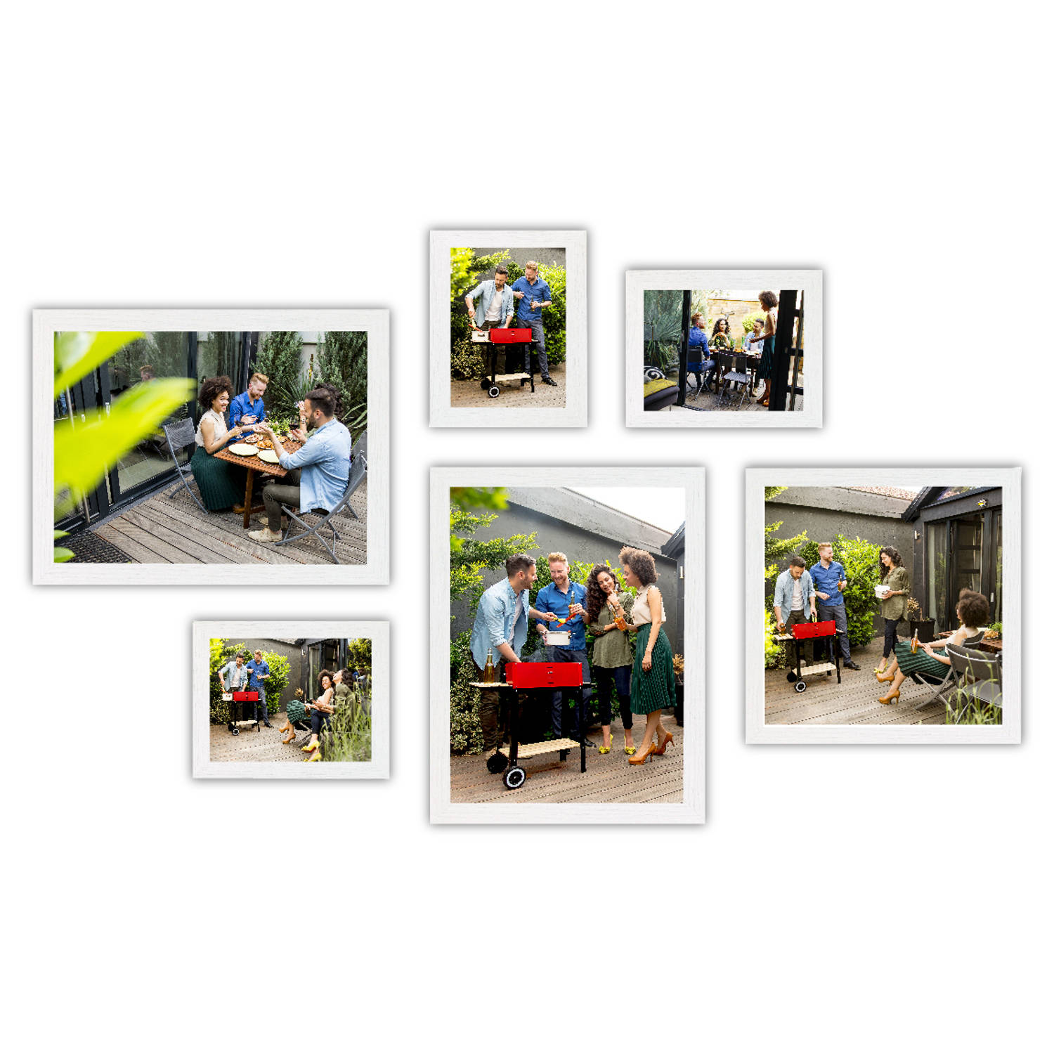 Haes Deco Collage Set Met 6 Houten Fotolijsten Paris Wit Voor Foto's Formaat 15x20, 30x30 En 30x40 S