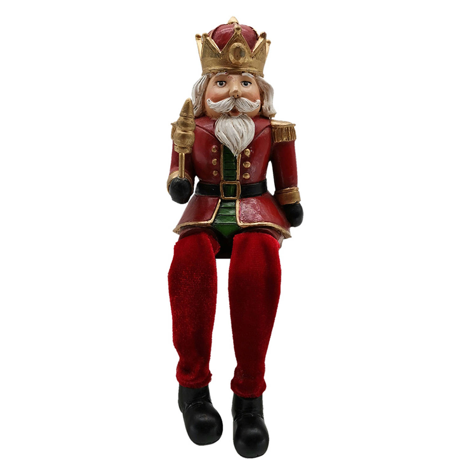 Clayre & Eef Kerstdecoratie Beeld Notenkraker 7*6*11 Cm Rood Polyresin