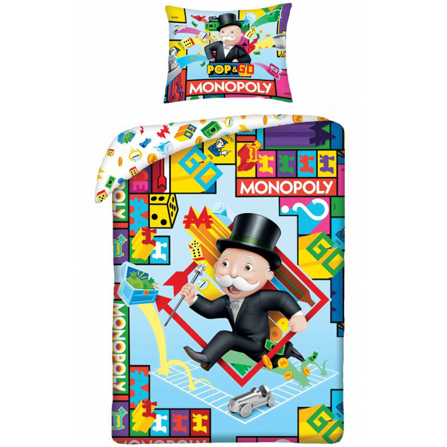 Monopoly Dekbedovertrek - Eenpersoons - 140 X 200 Cm - Katoen